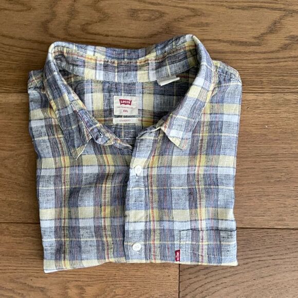 🔥 Levi’s Men’s 1-Pocket Button-Up Shirt – XXL – Linen Blend 🔥 - Picture 3 of 4